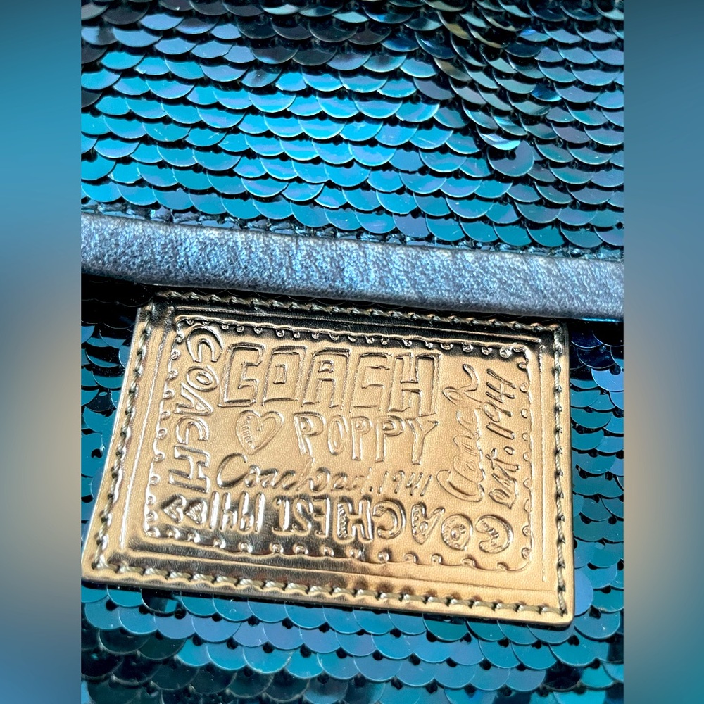 Coach Poppy Blue Sequin Purse - Picture 4 of 5